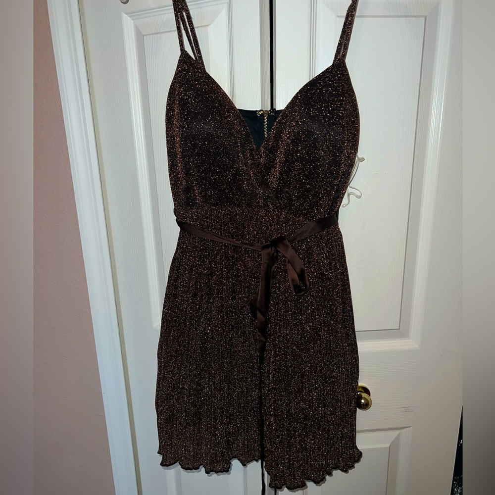 Brown glitter cocktail dress